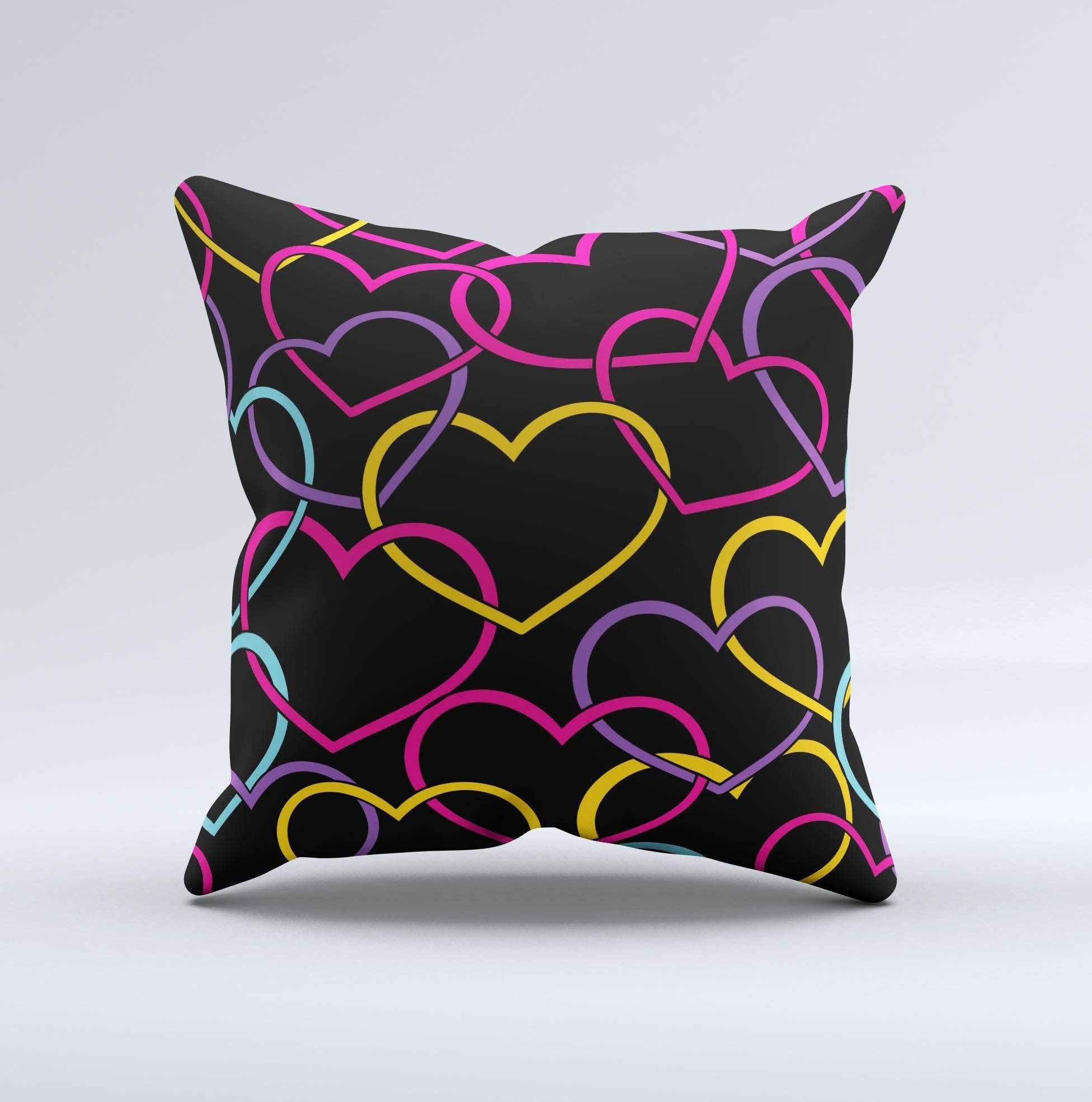 Colorful Vector Hearts Ink-Fuzed Decorative Throw Pillow - Big J's Showstoppin' Store